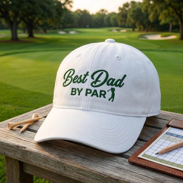 Best Dad By Par Golf Silhouette Embroidered Hat — Baseball Cap