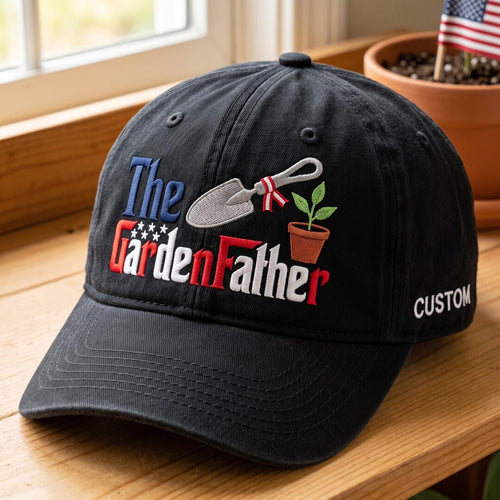 Personalized The GardenFather Patriotic Trowel Plant Embroidered Hat — Washed Hat