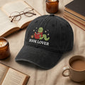 Book Lover Bookworm Reading Worm Coffee Stars Embroidered Hat — Washed Hat