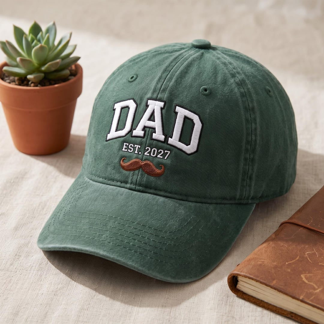 Personalized Dad Est Embroidered Hat — Washed Hat