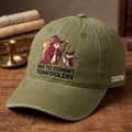 Personalized Wizard Squirrel Mouse Off To Commit Tomfoolery Funny Fantasy Embroidered Hat — Washed Hat