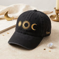 Personalized Celestial Sun Eclipse Moon Trio Washed Embroidered Hat — Washed Hat