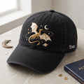 Personalized Mystical Dragon Moon Stars Planets Fantasy Embroidered Hat — Washed Hat
