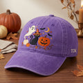 Personalized Halloween Ghost Black Cat Witch Hat Pumpkin Embroidered Hat — Washed Hat
