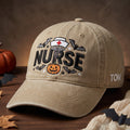 Personalized Halloween Nurse Pumpkin Bats Caduceus Embroidered Hat — Washed Hat