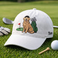 Personalized Golf Golden Retriever Golf Bag Flag embroidered two-tone hat — front view