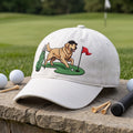 Personalized Golf Golden Retriever Walking Putting Green Golf Bag embroidered two-tone hat — front view