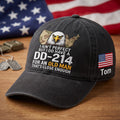 Personalized Veteran DD-214 Old Man Bald Eagle American Flag Embroidered Hat — Washed Hat