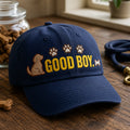 Funny Good Boy Dog Lover Washed Dad Embroidered Hat — Washed Hat