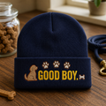 Funny Good Boy Dog Lover Washed Dad Embroidered Beanie