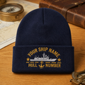 Personalized Navy Ship Name Hull Number Custom Name American Flag Embroidered Beanie