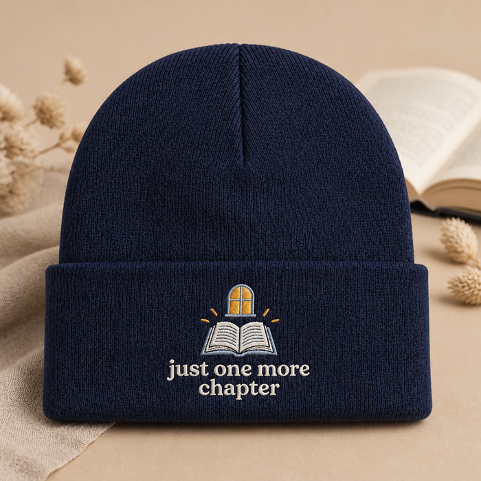 Just One More Chapter Book Lover Reading Embroidered Beanie