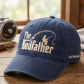 Personalized The Rodfather Fishing Dad Silhouette Embroidered Hat — Baseball Cap