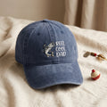 Reel Cool Dad Bass Fish Fishing Embroidered Hat — Washed Hat