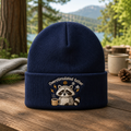 Overstimulated Father Grumpy Raccoon Coffee Embroidered Beanie