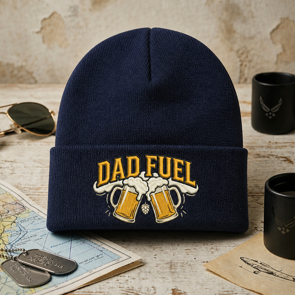 Dad Fuel Beer Mugs Cheers Funny Father Embroidered Beanie