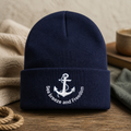 Sea Breeze and Freedom Anchor Nautical Embroidered Beanie