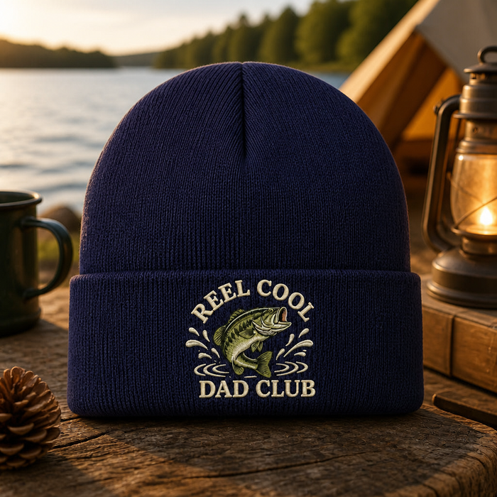 Personalized Reel Cool Dad Club Bass Fishing Embroidered Beanie