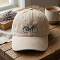 Bicycle Book Daisy Moon Stars Basket Embroidered Hat — Washed Hat