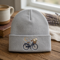 Bicycle Book Daisy Moon Stars Basket Embroidered Beanie