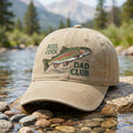 Reel Cool Dad Club Rainbow Trout Fishing Embroidered Hat — Washed Hat
