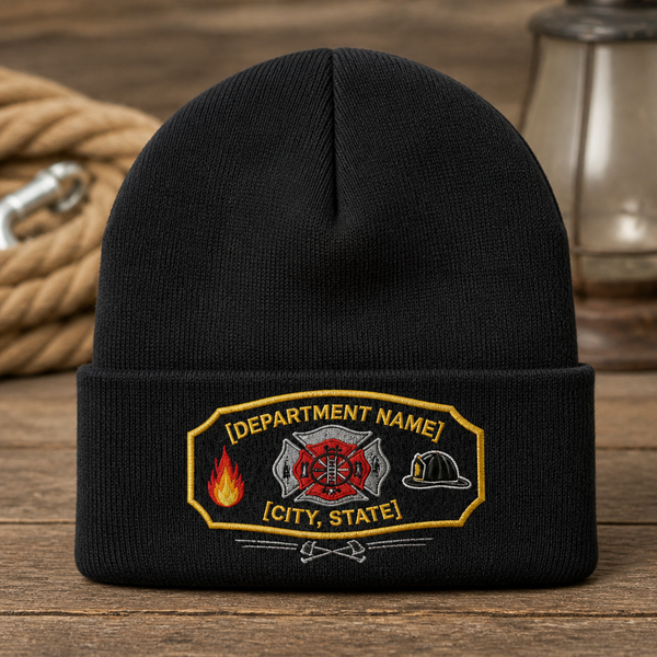 Personalized Fire Department Shield Trucker Embroidered Beanie
