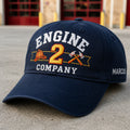 Personalized Fire Station Engine Company Crew Firefighter Number Embroidered Hat — Washed Hat