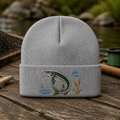 Jumping Sturgeon Fishing Scene Trucker Embroidered Beanie