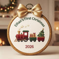 Personalized Baby's First Christmas Train Christmas Tree Gifts 2026 Embroidered Ornament — Christmas ornament