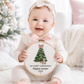 Personalized Baby's First Christmas Teddy Bear Christmas Tree Pink Bow Hoop Embroidered Ornament — Christmas ornament