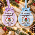 Personalized The Year We Got Engaged Rings Mistletoe Christmas Embroidered Ornament — Christmas ornament