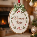 Personalized Mushroom Holly Christmas Wreath Name Embroidered Ornament — Christmas ornament