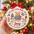 Personalized Our Little Bear Baby First Christmas Teddy Bear Lantern Rocking Horse Stocking Custom Name Year Embroidered Ornament Embroidere Embroidered Ornament — Christmas ornament