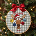 Personalized Family Moose Santa Hat Christmas Ornaments Embroidered Ornament — Christmas ornament