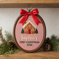 Personalized Baby First Christmas Gingerbread House Embroidered Ornament