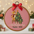Personalized Teddy Bear Decorating Christmas Tree A Little Christmas Magic Name Year Embroidered Ornament — Christmas ornament