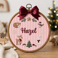 Personalized Woodland Christmas Hoop Fox Deer Bunny Bird Custom Name Embroidered Ornament — Christmas ornament