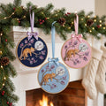 Personalized Sleeping Cat Cherry Blossom Moon Floral Branch Custom Name Christmas Embroidered Ornament — Christmas ornament