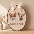 Personalized Custom Pet Portrait Two Dogs Name Embroidered Ornament — Christmas ornament