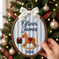 Personalized Baby First Christmas Rocking Horse Gift Embroidered Ornament