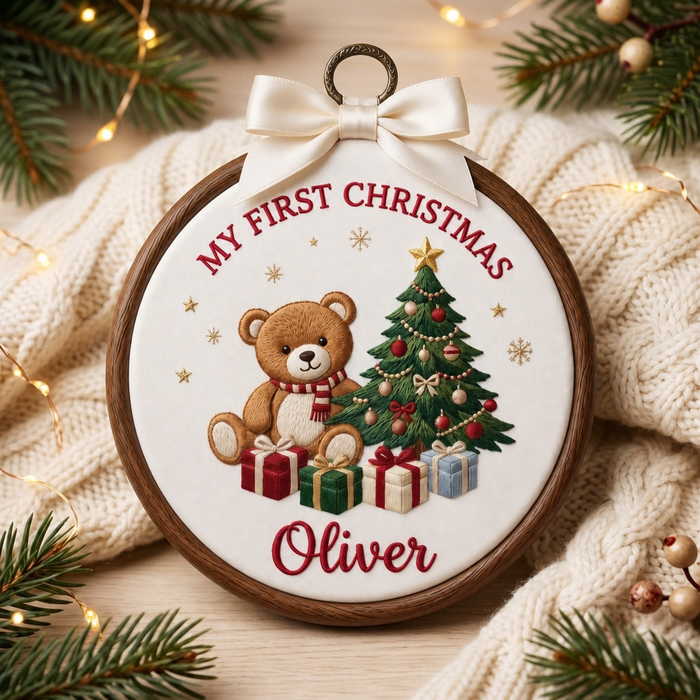 Personalized My First Christmas Baby Teddy Bear Christmas Tree Gifts Embroidered Ornament
