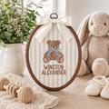 Personalized Teddy Bear Baby Name Hoop Embroidered Ornament