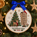Personalized Family Christmas Tree Deer Cardinal Name Sign Custom Names Year 2026 Embroidered Ornament
