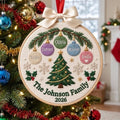 Personalized Family Christmas Tree Ornament Balls Custom Names 2026 Embroidered Ornament — Christmas ornament