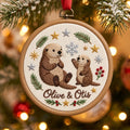 Personalized Otter Pair Christmas Holiday Custom Name Embroidered Ornament — Christmas ornament