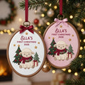 Personalized Baby First Christmas Lamb Scarf Christmas Tree Stars Gift Custom Name 2026 Embroidered Ornament — Christmas ornament