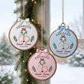 Personalized Engaged Couple Rings Mistletoe Holly Custom Names Date Christmas Embroidered Ornament — Christmas ornament