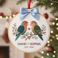 Personalized Lovebird Couple Christmas Ornament Custom Name Anniversary Gift Embroidered Ornament — Christmas ornament
