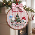 Personalized Christmas Gnome Pair Tree Merry Christmas Custom Name Year Embroidered Ornament — Christmas ornament