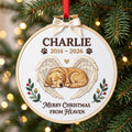 Personalized Pet Memorial Dog Angel Wings Christmas Merry Christmas From Heaven Embroidered Ornament — Christmas ornament